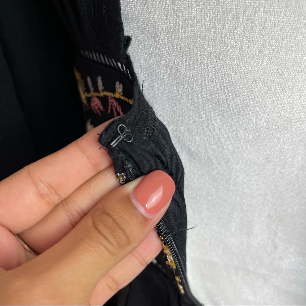 Black Embroidered V-Neck Mini Dress - Picture 9 of 10